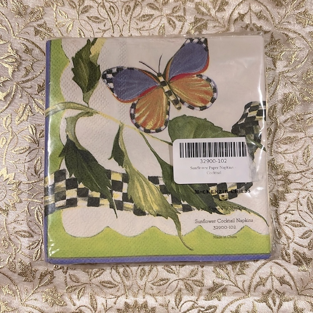 NWT Mackenzie Childs Sunflower pattern paper cocktail napkins - Picture 3 of 4